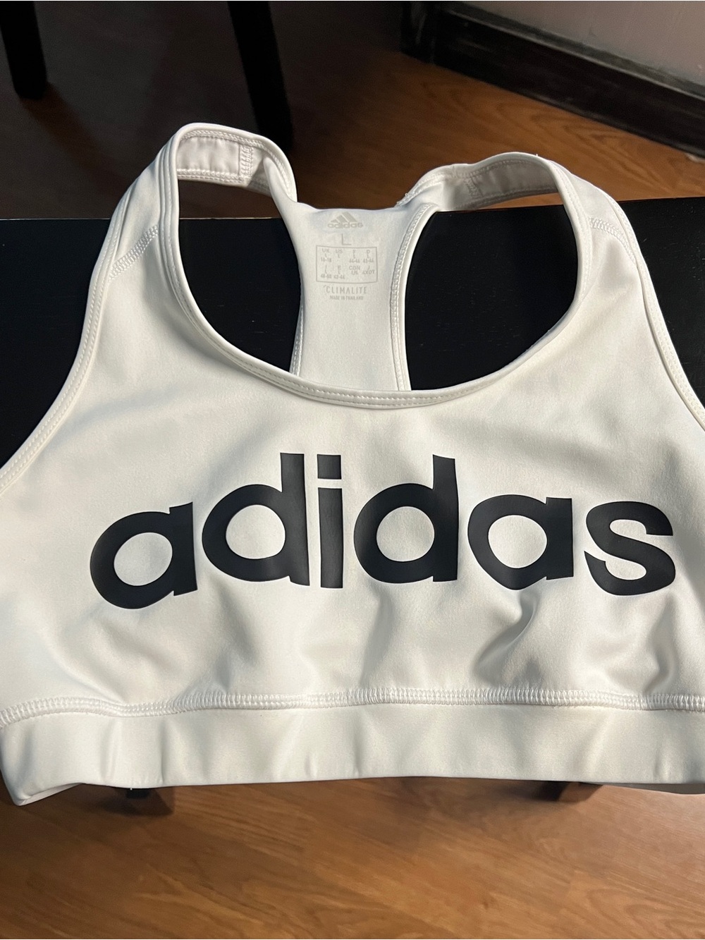 adidas White Racerback Sports Bra with Subtle Logo